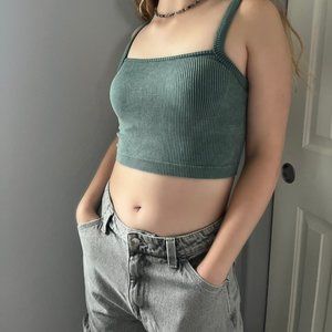 Women's turquoise striped cropped cami
